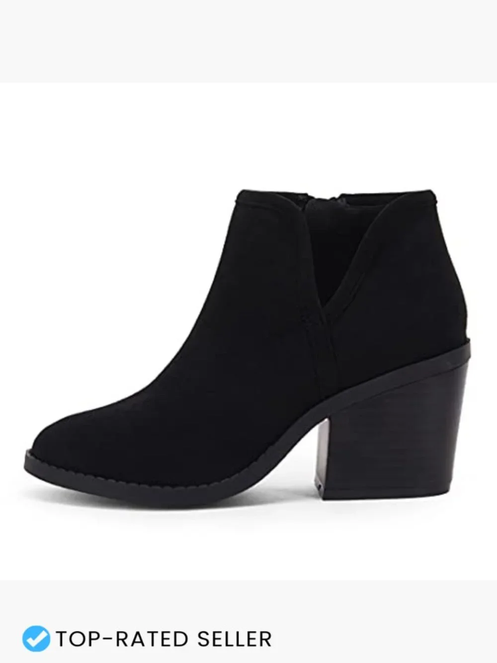 Chunky Stacked Heel Ankle Booties Faux Suede Slip On Side Zipper Casual Western